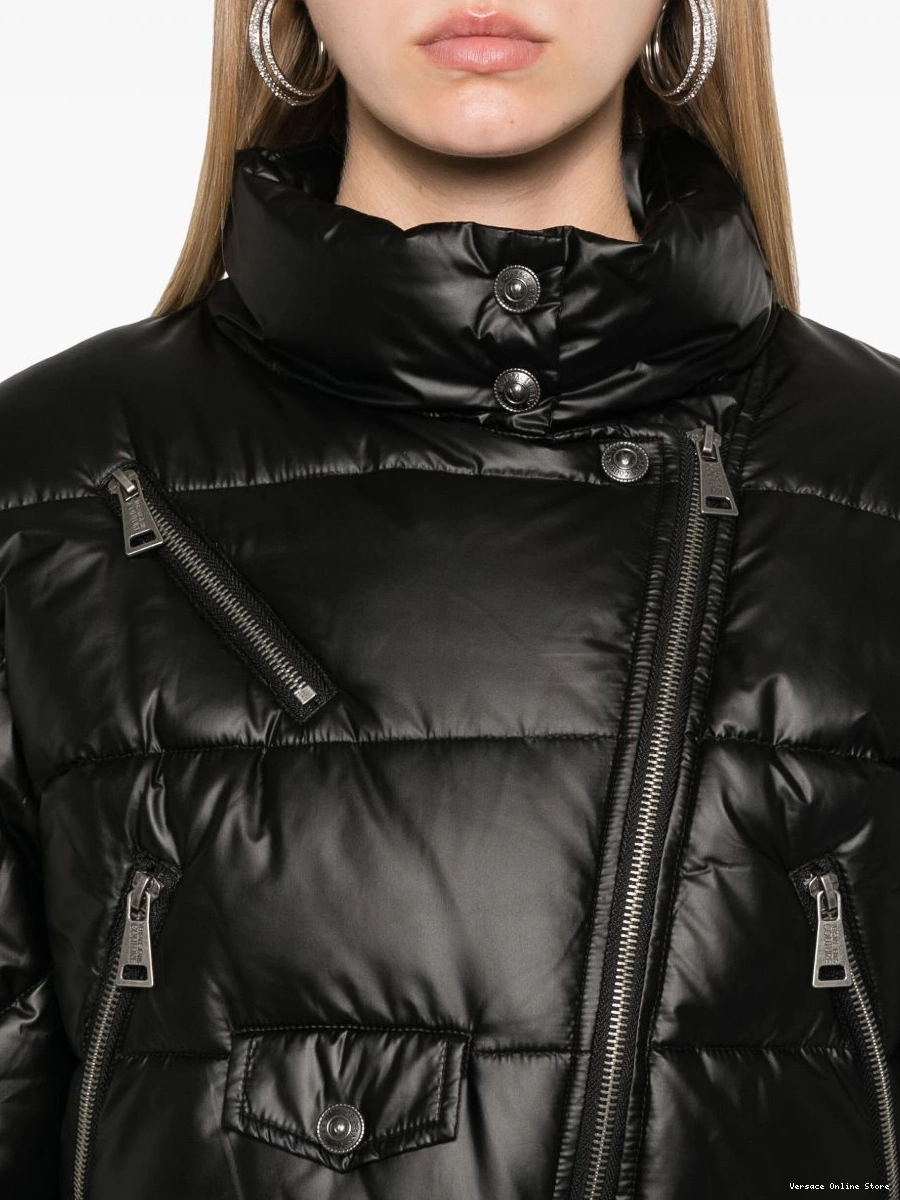 Affordable Couture Versace Baroque jacket buckle Jeans puffer Women 0709
